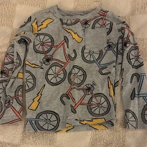 Tea Collection Gray Bicycle Print Long Sleeve Tee